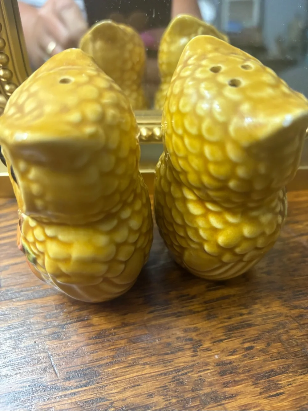 Vintage Florida Owl Salt & Pepper Shakers - Yellow Ceramic